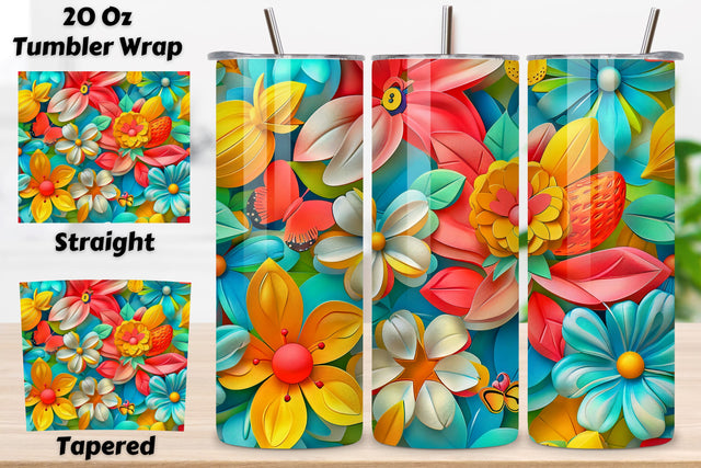 Sublimation 3D Flower Tumbler PNG | Seamless Tumbler Wrap Sublimation FloridPrintables 