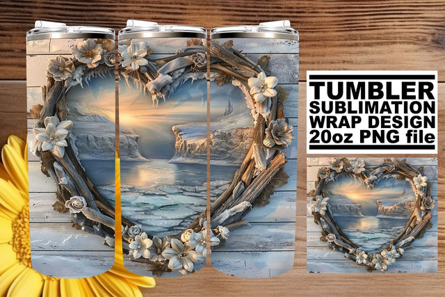 Sublimation 3D Heart Frame Christmas Tumbler Wrap 20oz Sublimation afrosvg 