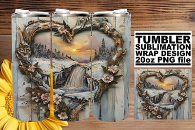 Sublimation 3D Heart Frame Christmas Tumbler Wrap 20oz Sublimation afrosvg 