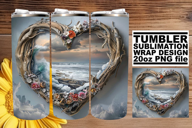 Sublimation 3D Heart Frame Christmas Tumbler Wrap Sublimation afrosvg 