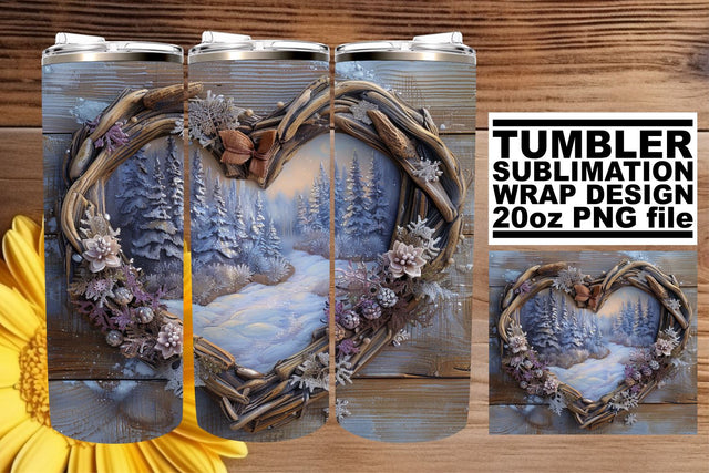 Sublimation 3D Heart Frame Christmas Tumbler Wrap Sublimation afrosvg 