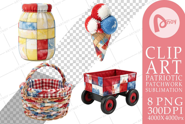 Sublimation 4th July Picnic Patchwork Watercolor Sublimation artnoy 