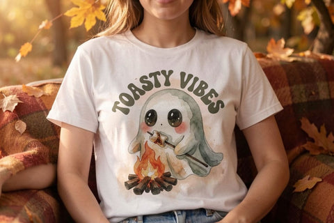 Sublimation 70s Retro Autumn Campfire Ghosts Sublimation artnoy 