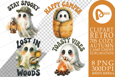 Sublimation 70s Retro Autumn Campfire Ghosts Sublimation artnoy 