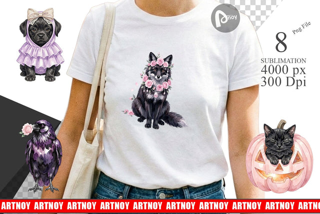 Sublimation Adorable Spooky Coquette Animals Sublimation artnoy 