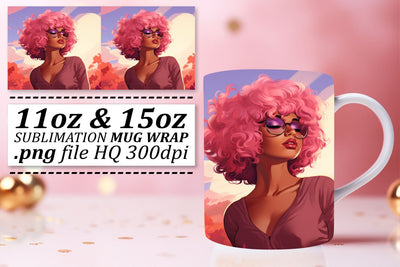 Sublimation Afro Beauty Sunset Mug Sublimation afrosvg 