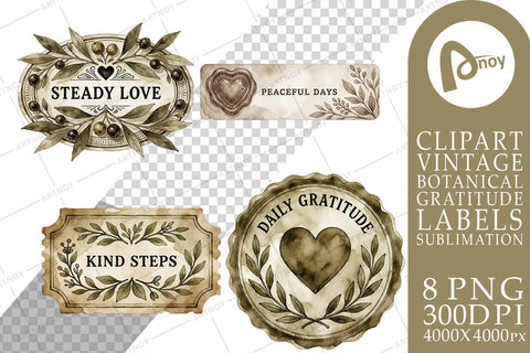Sublimation Antique Apothecary Gratitude Seals Sublimation artnoy 