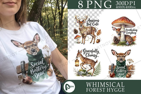 Sublimation Anxious Fawn Forest Hygge Watercolor Quote Sublimation artnoy 