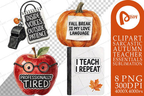 Sublimation Apple & Pumpkin Teacher Humor Sayings Sublimation artnoy 