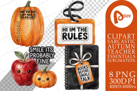 Sublimation Apple & Pumpkin Teacher Humor Sayings Sublimation artnoy 