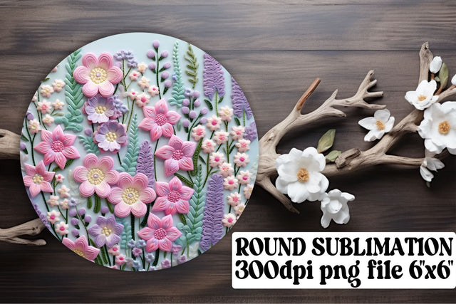 Sublimation Artistry - 3D Embroidery Flowers, Round Ornaments, Circle, Keychain, Car Coaster Sublimation afrosvg 