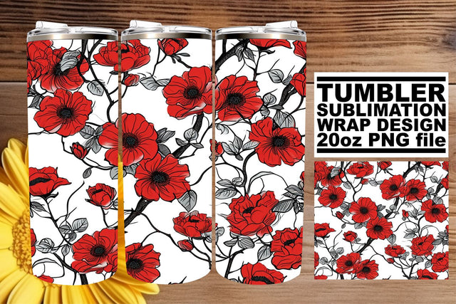 Sublimation Artistry: Floral Tumbler Design 20oz Sublimation afrosvg 