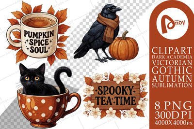 Sublimation Autumn Crow Spooky Tea Party Art Sublimation artnoy 