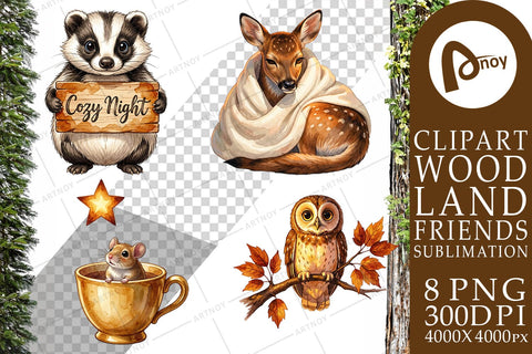 Sublimation Autumn Ember Hygge Animal Watercolor Sublimation artnoy 
