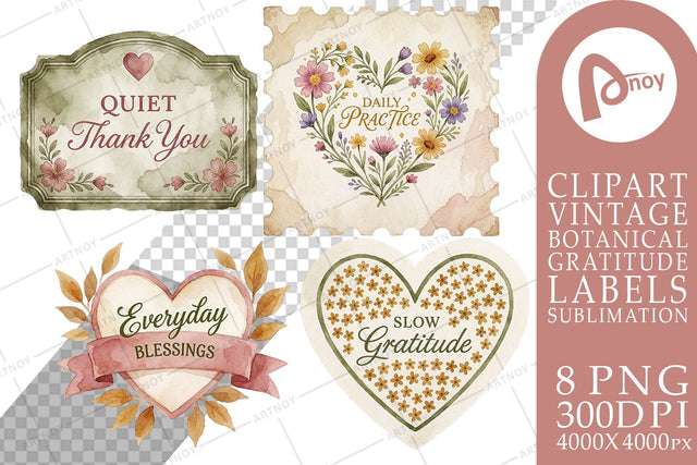 Sublimation Autumn Wildflower Heart Wreath Labels Sublimation artnoy 