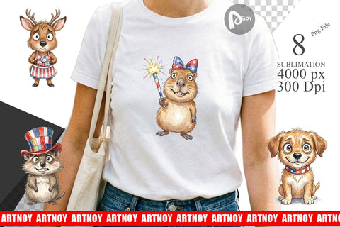 Sublimation Awkward Patriotic Animals Watercolor Sublimation artnoy 