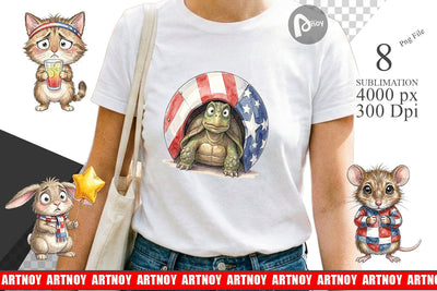 Sublimation Awkward Patriotic Animals Watercolor Sublimation artnoy 