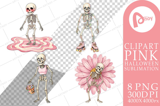 Sublimation Awkward Pink Skeleton Retro Watercolor Sublimation artnoy 