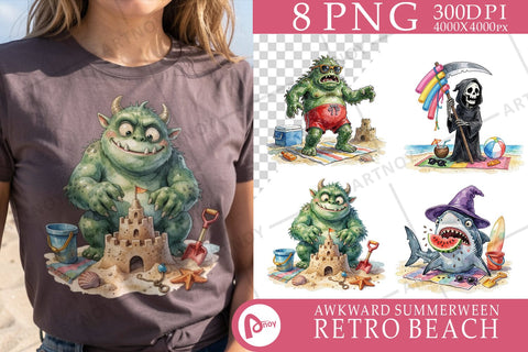 Sublimation Awkward Retro Monster Beach Panic Sublimation artnoy 