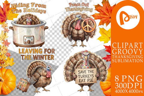 Sublimation Awkward Turkey Retro Watercolor Sublimation artnoy 