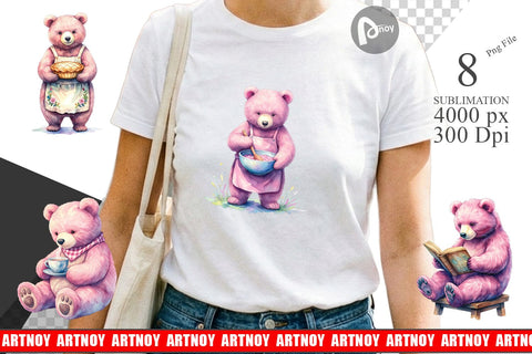 Sublimation Baking Mama Bear Watercolor Sublimation artnoy 