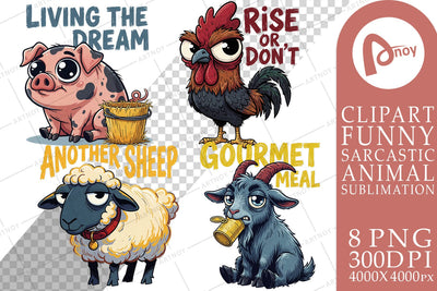 Sublimation Barnyard Blues Sarcastic Animals Sublimation artnoy 