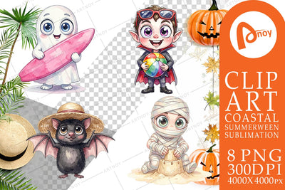 Sublimation Beach Boo Bash Summerween Watercolor Sublimation artnoy 