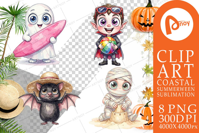 Sublimation Beach Boo Bash Summerween Watercolor Sublimation artnoy 