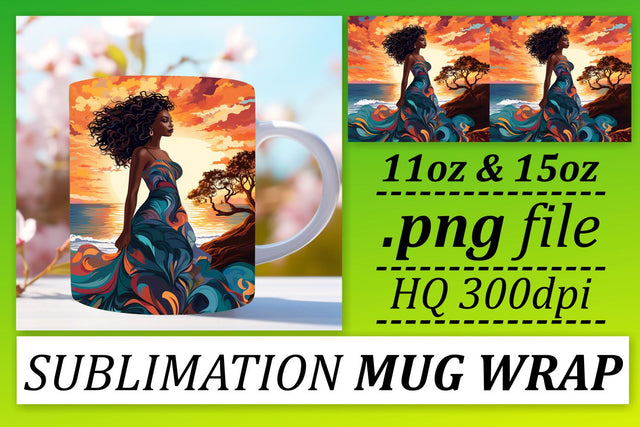 Sublimation Beauty Sunset Mug Wrap Sublimation afrosvg 