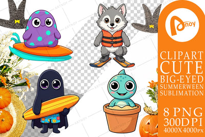 Sublimation Big Eye Summer Monster Surfing Sublimation artnoy 