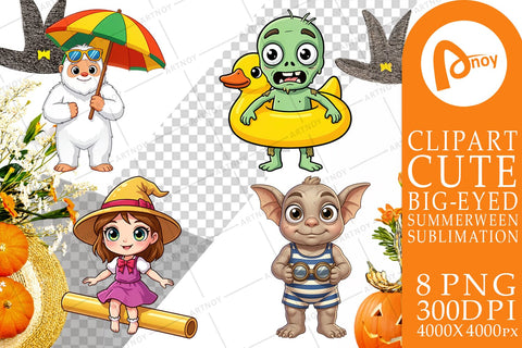 Sublimation Big Eye Summer Monster Surfing Sublimation artnoy 