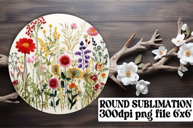 Sublimation Bliss with Vibrant 3D Flowers - Circle, Keychain, Car Coaster Sublimation afrosvg 
