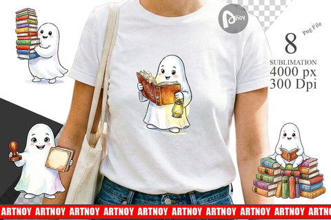Sublimation Bookish Librarian Ghost Art Sublimation artnoy 