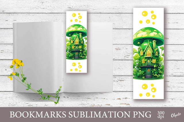 Sublimation Bookmarks PNG. Mushroom Green House PNG Sublimation Olga Terlyanskaya 