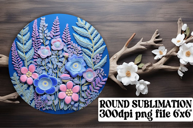 Sublimation Bundle - 3D Embroidery Flowers, Round Ornaments, Circle, Keychain, Car Coaster Sublimation afrosvg 