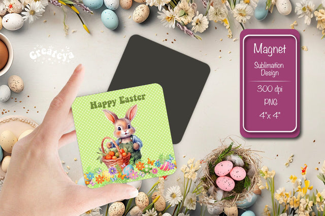 Sublimation Bunny Magnets – Easter Square Fridge & Dishwasher Decor Sublimation Createya Design 