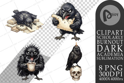 Sublimation Burnout Raven Dark Academia Watercolor Sublimation artnoy 