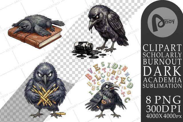 Sublimation Burnout Raven Dark Academia Watercolor Sublimation artnoy 