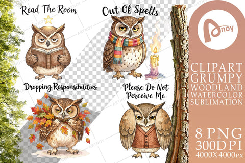 Sublimation Burnt Out Owl Whimsigoth Watercolor Sublimation artnoy 