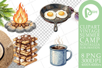 Sublimation Campfire Cooking Nostalgia Watercolor Sublimation artnoy 