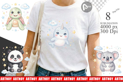 Sublimation Celestial Baby Animal Watercolor Sublimation artnoy 