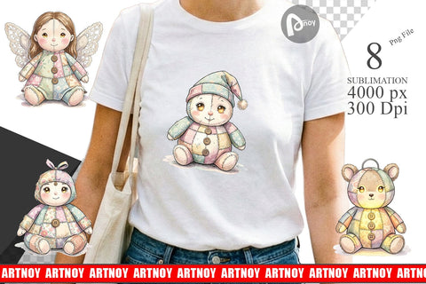 Sublimation Celestial Holiday Patchwork Watercolor Sublimation artnoy 