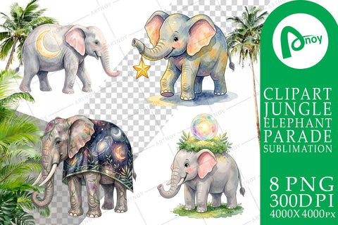 Sublimation Celestial Night Elephant Watercolor Sublimation artnoy 