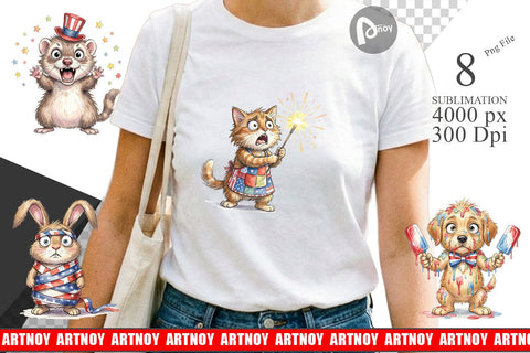 Sublimation Chaotic 4th of July Animal Sublimation artnoy 