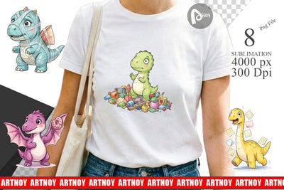 Sublimation Chaotic Messy Baby Dino Watercolor Sublimation artnoy 