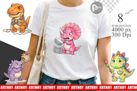Sublimation Chaotic Messy Baby Dino Watercolor Sublimation artnoy 