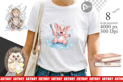 Sublimation Chaotic School Animal Watercolor Sublimation artnoy 