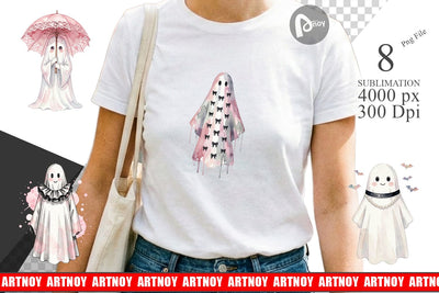 Sublimation Charming Coquette Ghost Watercolor Sublimation artnoy 