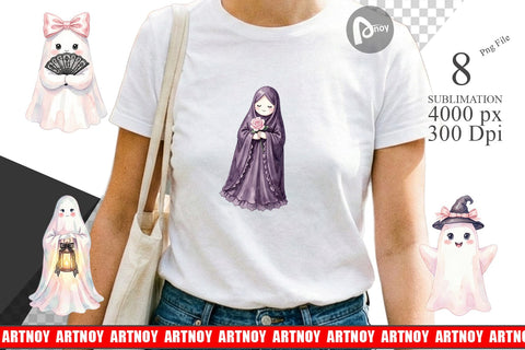 Sublimation Charming Coquette Ghost Watercolor Sublimation artnoy 