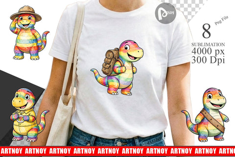 Sublimation Cheerful Retro Scout Dino Watercolor Sublimation artnoy 